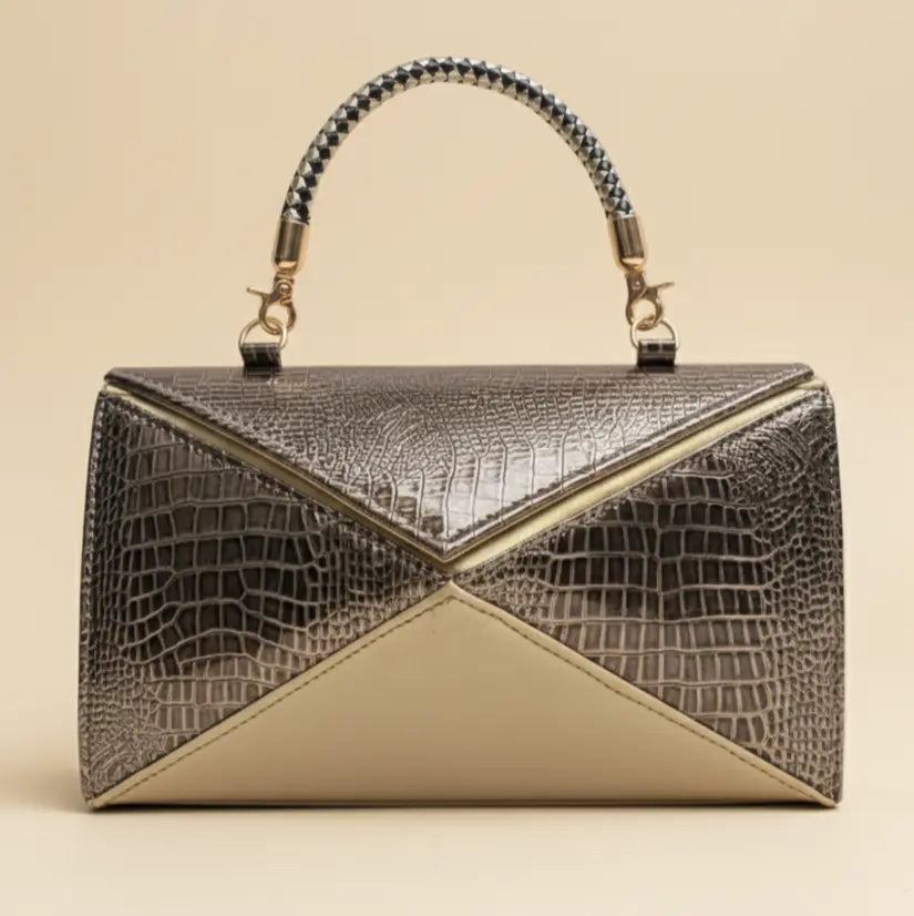 Golden Croc Braided Handle Bag HERBAGS