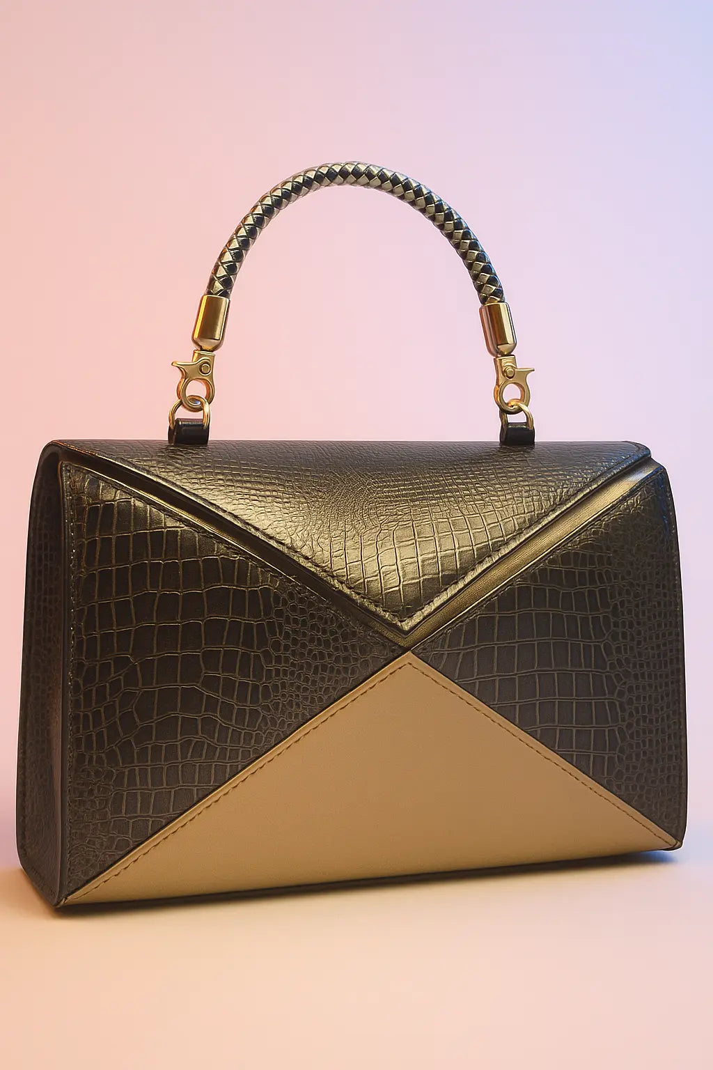 Golden Croc Braided Handle Bag HERBAGS