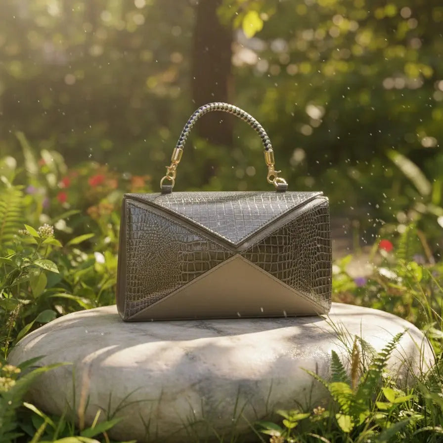 Golden Croc Braided Handle Bag HERBAGS